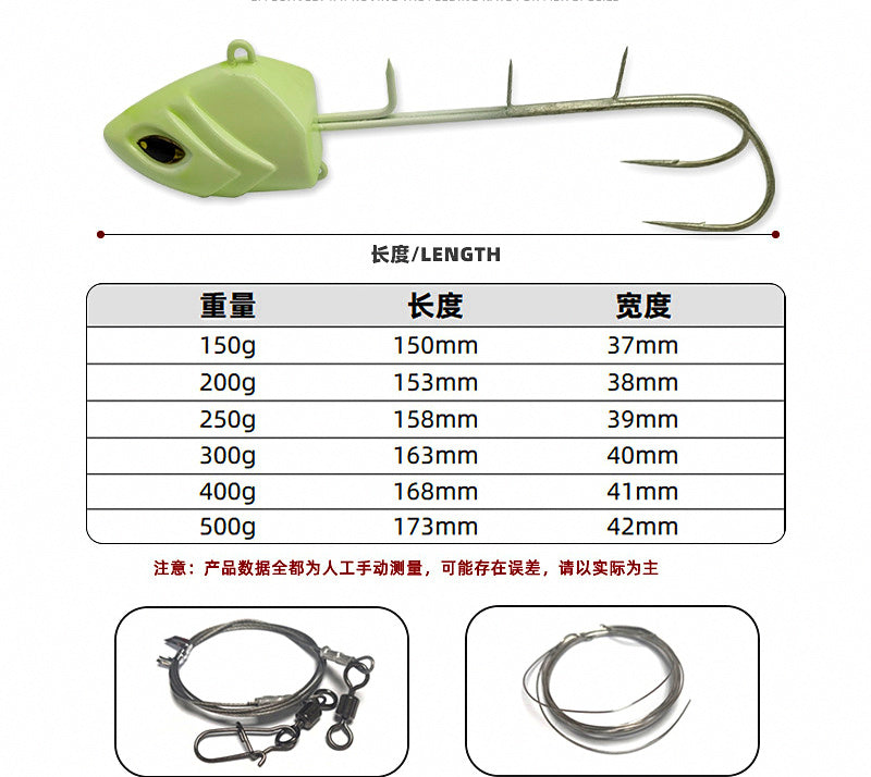 Glow Slow Pitch Jig with Double Hooks, 150–500 g (5.3–17.6 oz) – product photo