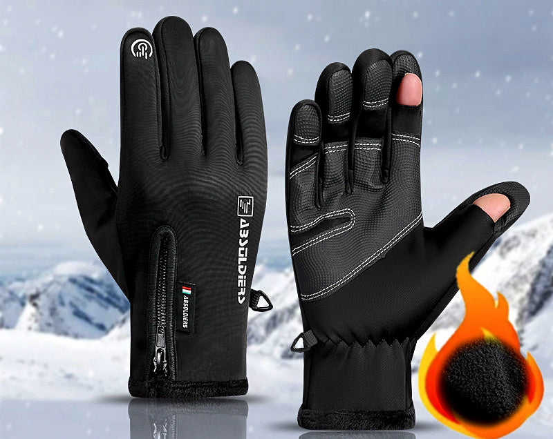 Fleece-Lined Fishing Gloves, Touchscreen, Flip-Top Finger Options – product photo