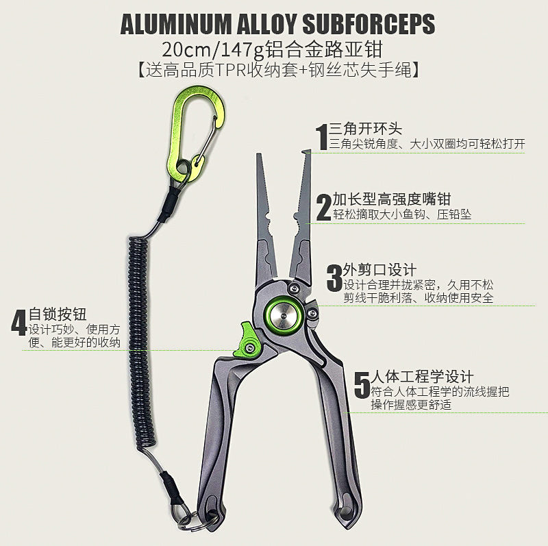 Aluminum Fish Gripper and Lure Pliers, Gunmetal – product photo
