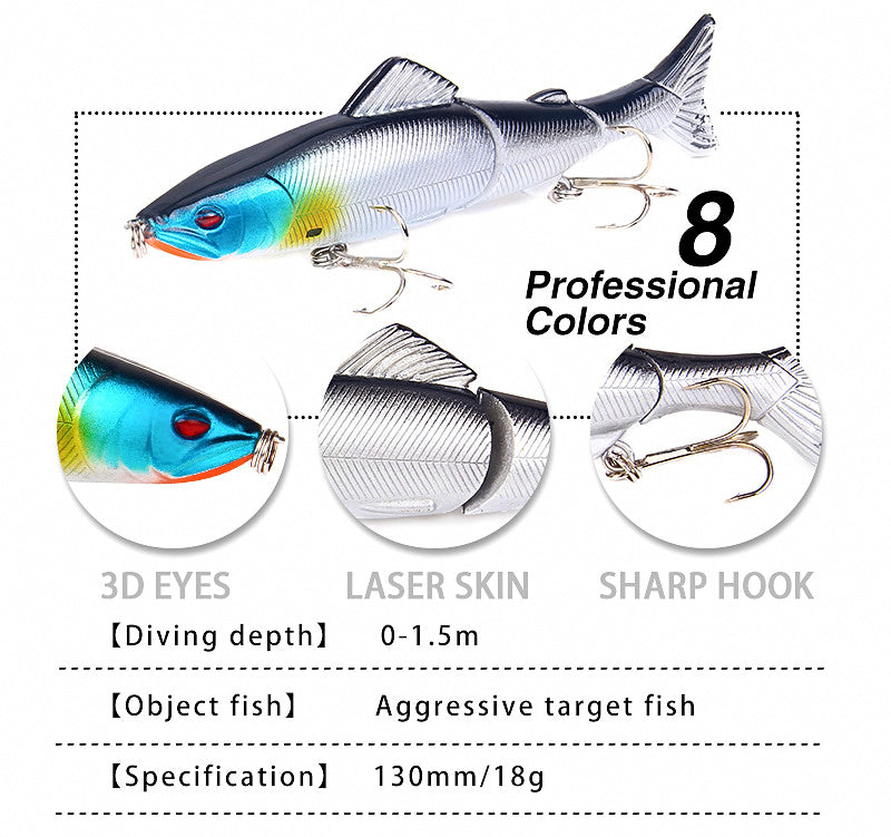 3-Section Jointed Minnow Hard Bait, 13 cm / 18 g (0.6 oz) – product photo