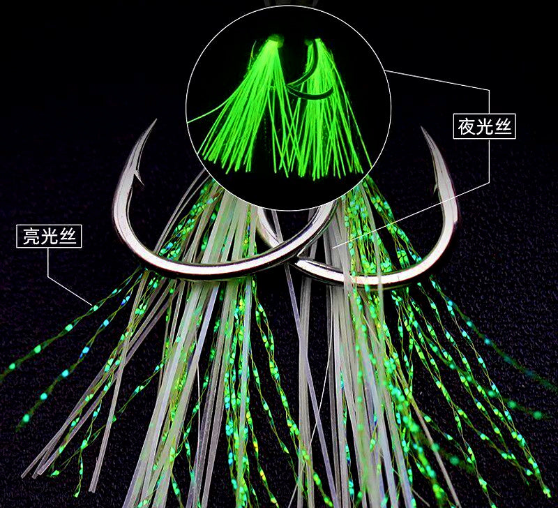 Glow Soft Wire Jig Assist Hooks, Single & Double, 1/0–4/0 – product photo