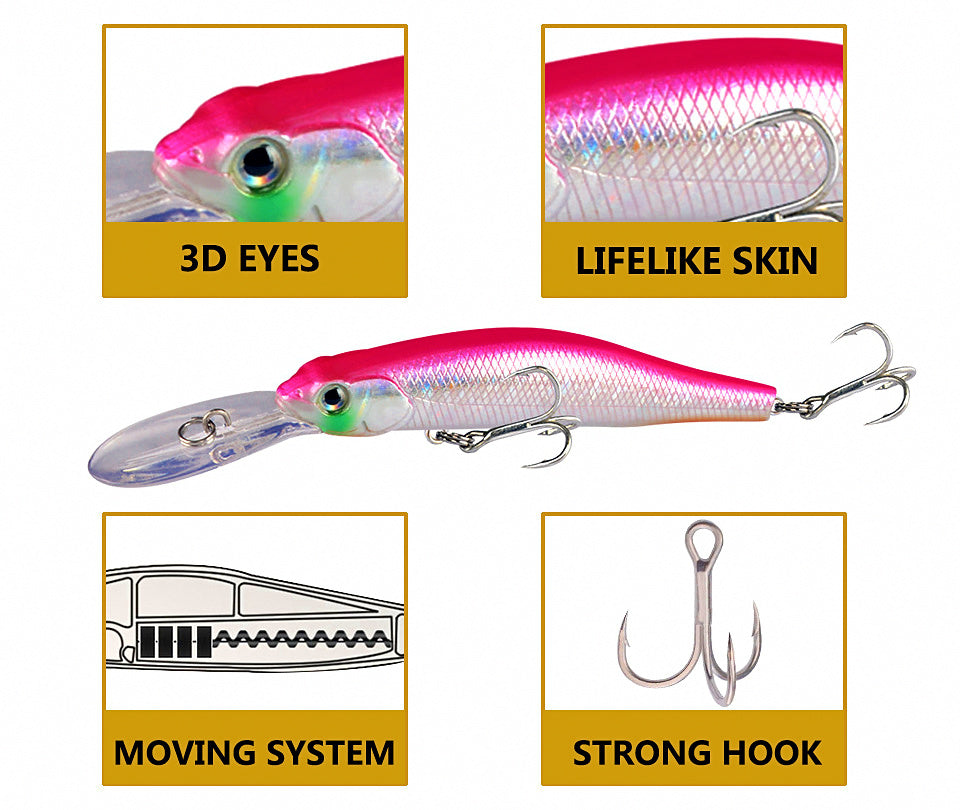 Long Bill Minnow Lure, 12 cm (4.7 in) 13 g (0.46 oz) – product photo