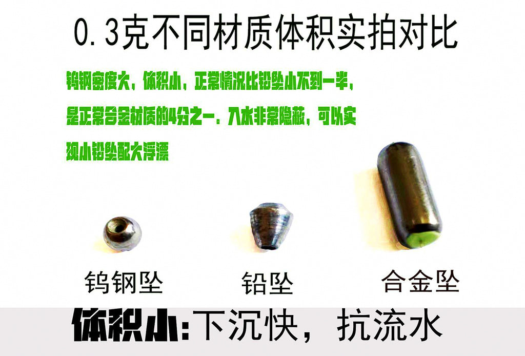 Tungsten Through-Hole Sinkers, 5 pcs, 0.011–0.254 oz (0.3–7.2 g) – product photo