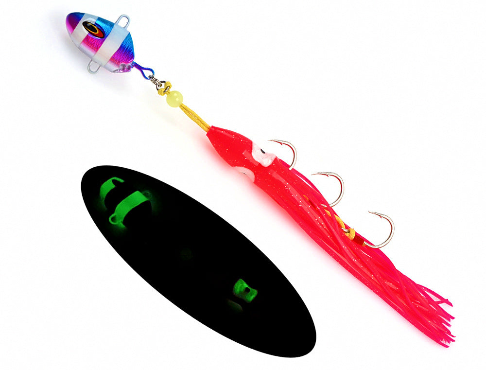 Glow Slow Pitch Jig with Squid Tail, 100–300 g (3.5–10.6 oz) – product photo