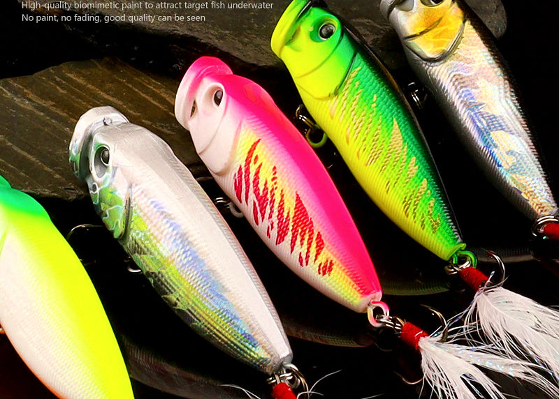 Floating Popper Lure, 9 g (0.32 oz), Feather Treble Hook – product photo