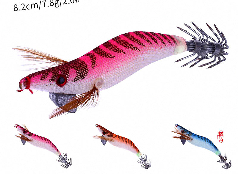 Glow Squid Jig, Wood Shrimp Style, 8.2 cm, 7.8 g (0.3 oz) – product photo
