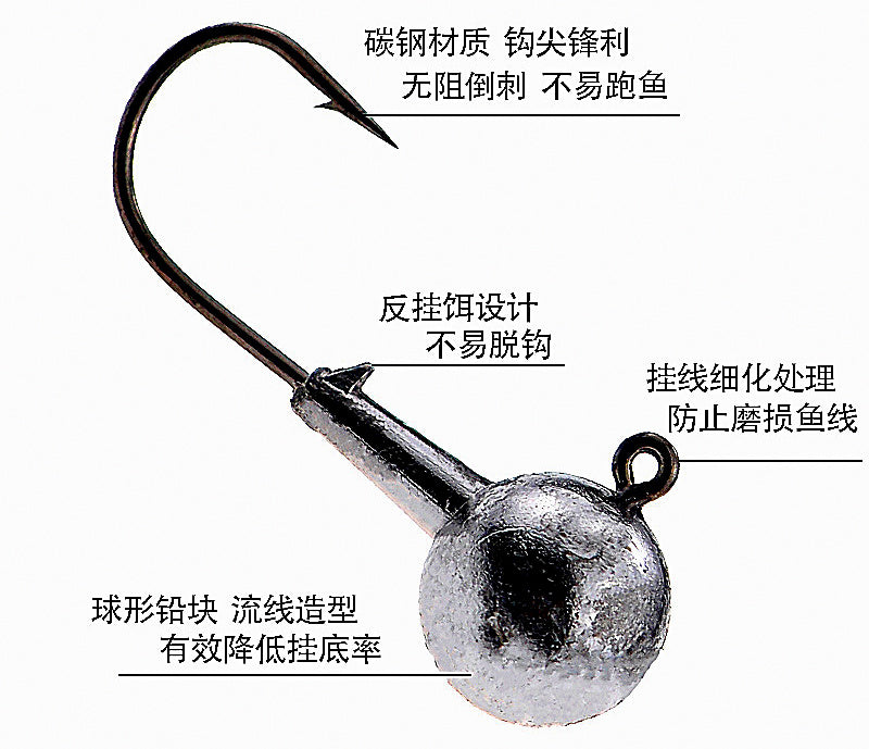 Barbed Jig Head Hooks, 4X Strong, 1.7–20 g (0.06–0.7 oz) – product photo