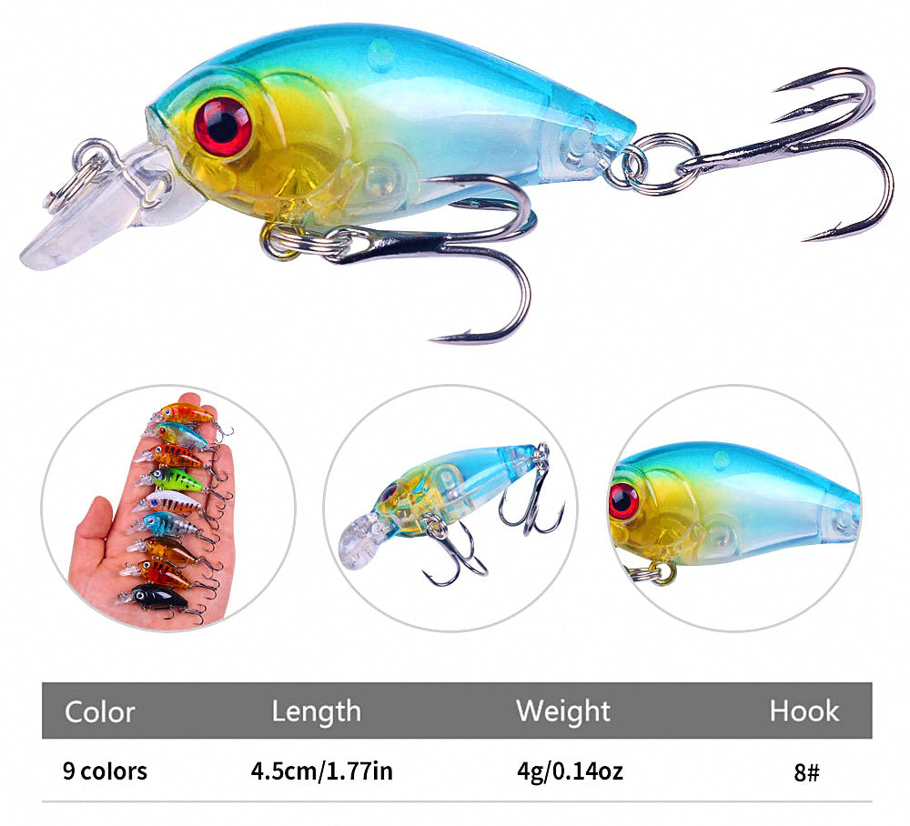 Mini Floating Minnow Lure, 4.5 cm (1.8 in) 4 g, Size 8 Hook – product photo