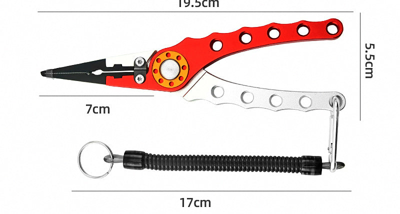 Aluminum Fishing Pliers, Long Nose Line Cutter & Split Ring Tool – product photo