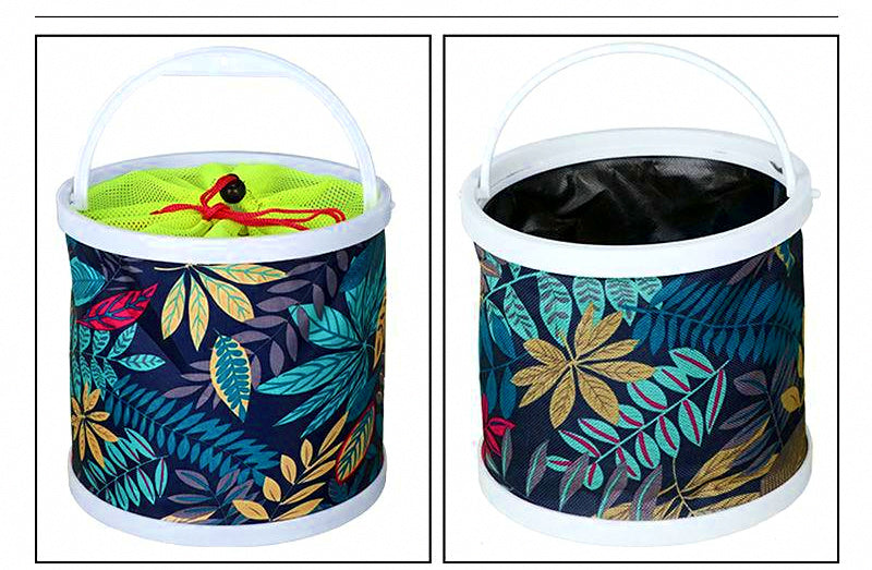Folding Fishing Bucket with Rope, Oxford Cloth, 14.5–25 cm – product photo