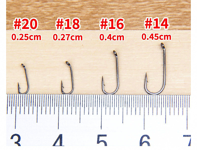 Barbed Fly Fishing Hooks, Sizes #4–#20, 25–100 Pack – product photo