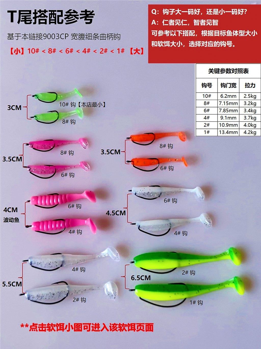 Wide Gap Offset Worm Hooks for Texas Rig, #10–4/0 – product photo
