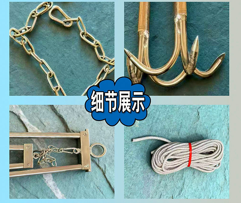 Stainless Steel Snag Hook Retrieval Grapple, 3-Prong Rolling Hook – product photo
