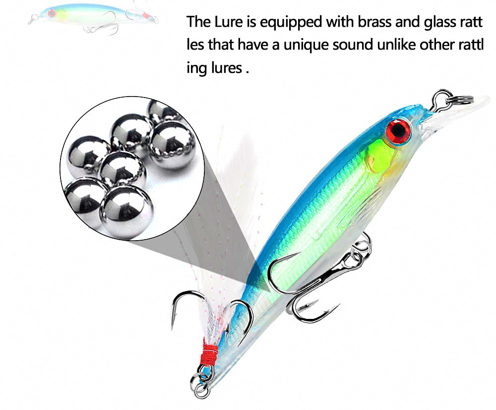 Minnow Hard Bait with Feather Hook, 9 cm (3.5 in), 8 g (0.28 oz) – product photo