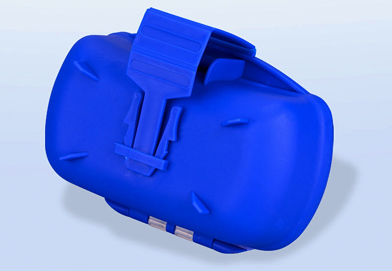Belt-Hang Live Bait Box, Vented Worm Container, Blue – product photo