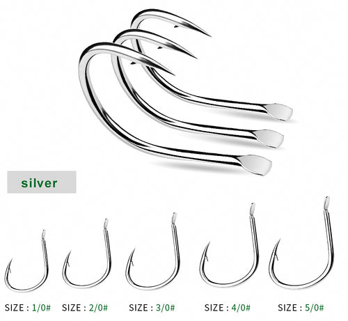 Carbon Steel Single Hooks, Sizes 1/0–5/0, 10 Pack – product photo