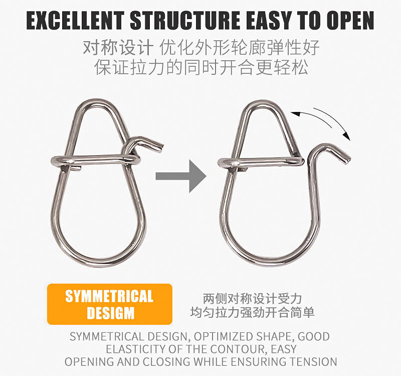 Stainless Steel Snap and Figure-8 Ring Connectors, 10–100 pcs – product photo