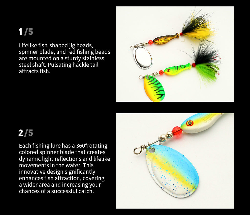 Feathered Spinner Blade Jig, 10 g (0.35 oz), Treble Hook – product photo
