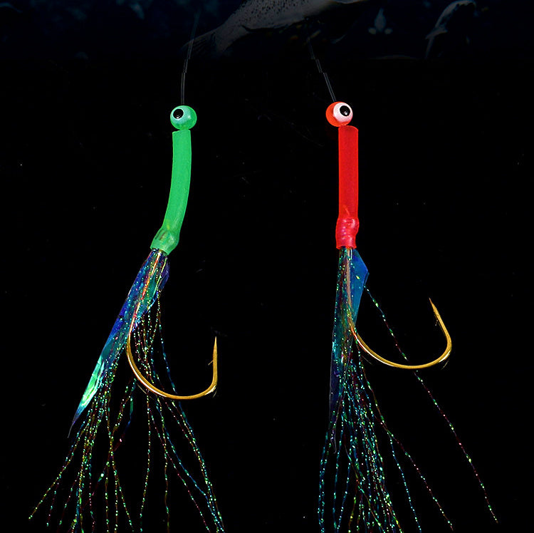 Mackerel Hook Rig with Anti-Bite Line, Luminous Eyes, 6-Piece