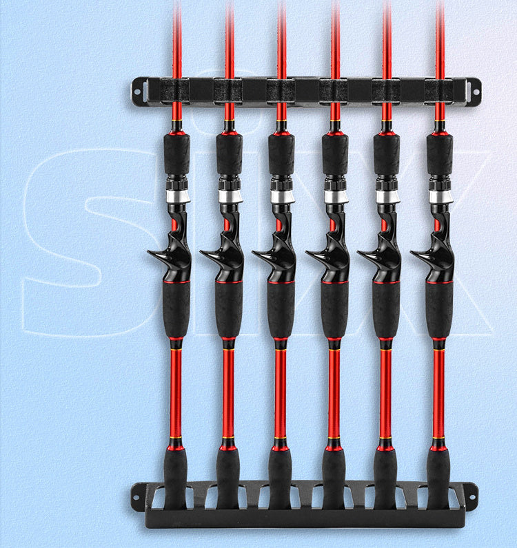 Wall Mount Fishing Rod Holder Rack, 6-Slot ABS – product photo