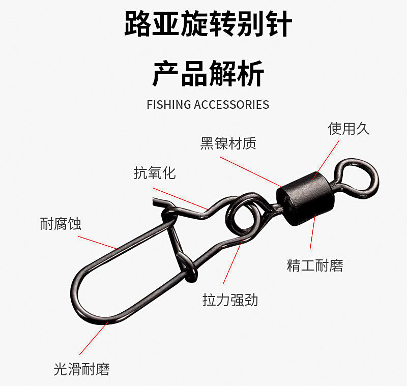 Stainless Steel Snap Swivels, 40 pcs, Sizes 2–14 – product photo