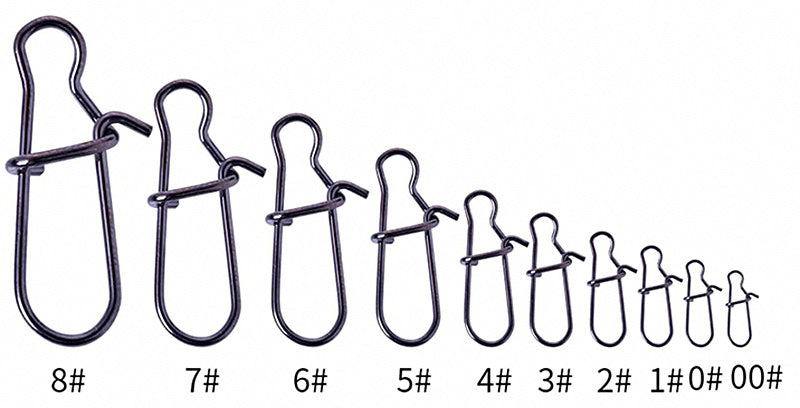 Stainless Steel Safety Pin Lure Connectors, Sizes #000–#8 – product photo
