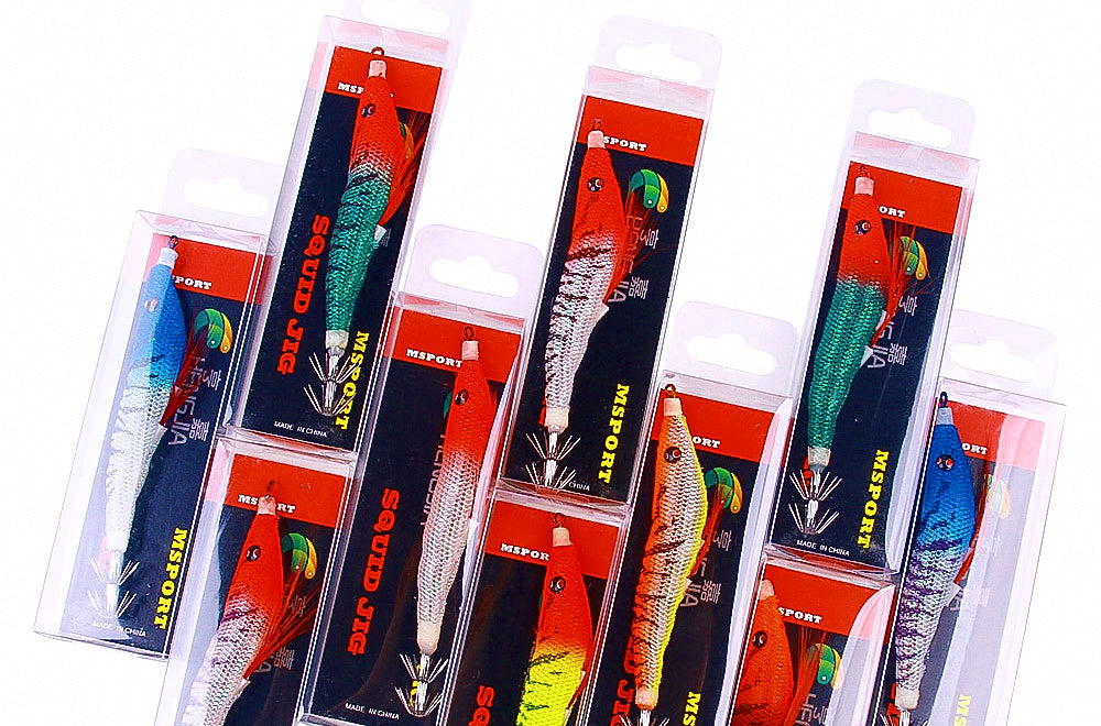 Glow Wooden Shrimp Squid Jig, 9.2 & 10.7 cm (3.6 & 4.2 in) – product photo