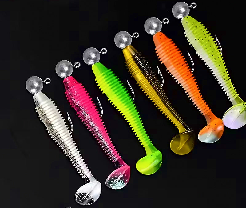 Soft Plastic Paddle Tail Lure Kit with Jig Heads, 50 pc – product photo