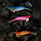 Glow Rattle Wooden Shrimp Squid Jig, Sizes 2.5, 3.0, 3.5 – product photo