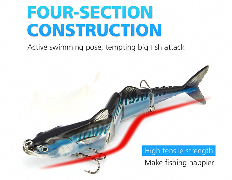 4-Section Jointed Swimbait Hard Lure, Saltwater/Freshwater – product photo