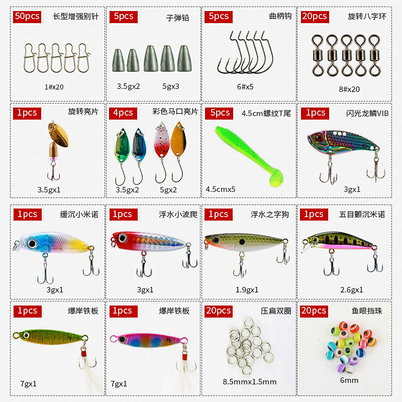 Lure Assortment Kit: Minnows, Metal Jigs, Cranks, Poppers – product photo