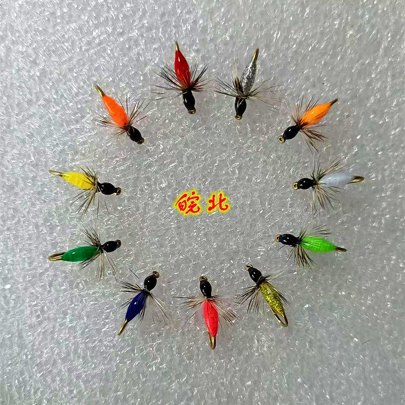 Black Head Micro Worm Fly Hooks, Barbed, Size 8–18 – product photo