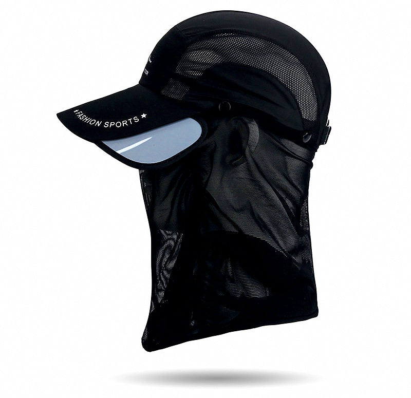 Quick-Dry Fishing Sun Cap with Neck Flap & Face Veil, UPF 40+ – product photo