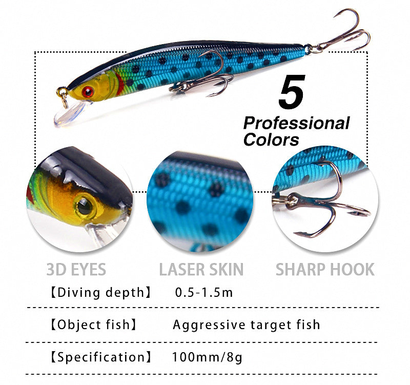Floating Minnow Lure, 10 cm (3.9 in) 8 g (0.28 oz) – product photo