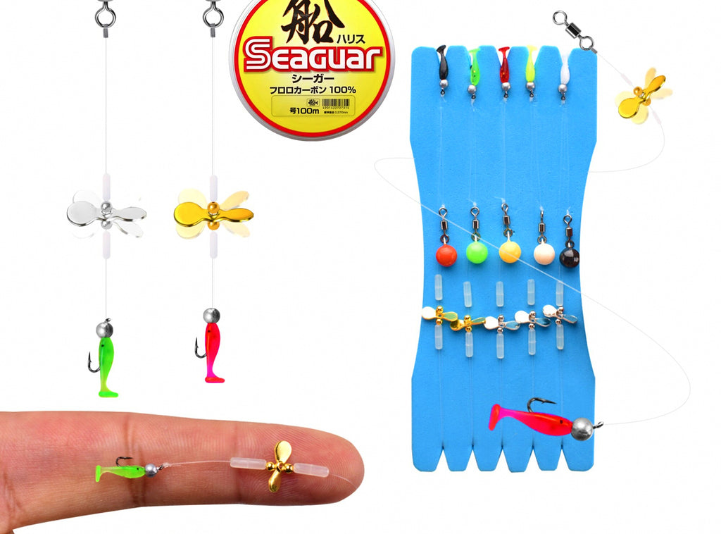 Hand-Tied Propeller Jig Head Hook Set with 1 cm T-Tails – product photo