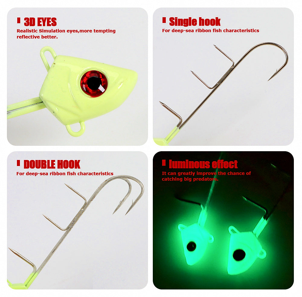 Glow Hairtail Jig, Single or Double Hook, 15-30 g (0.5-1.1 oz) – product photo