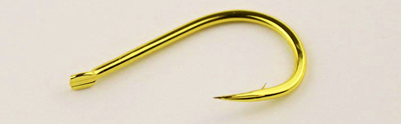 High Carbon Steel Barbed Hooks, Gold, Bulk Pack, Sizes 7–11 – product photo