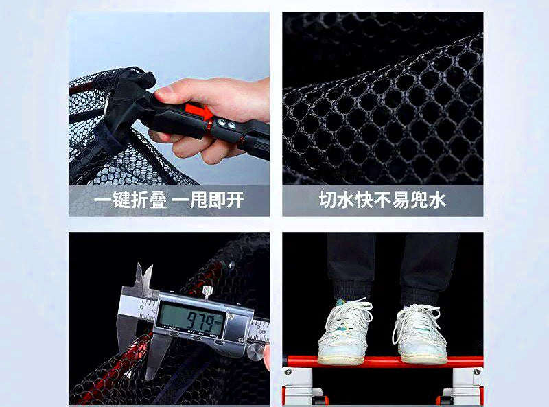 Folding Landing Net with Telescopic Aluminum Pole, 90-300 cm – product photo