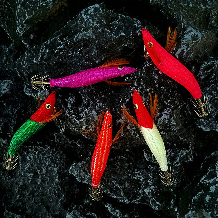 Glow Wood Shrimp Squid Jig, Size 2.2 (Egi Style), Multicolor – product photo