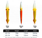 Fast Sinking Glow Metal Jig, 100 g (3.5 oz) & 150 g (5.3 oz) – product photo
