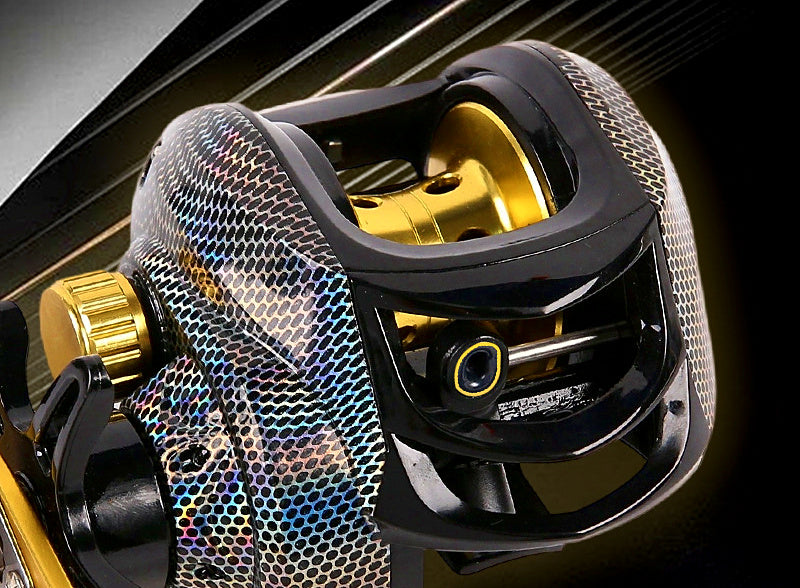 Metal Baitcasting Reel, Laser Snakeskin, Left or Right Hand – product photo