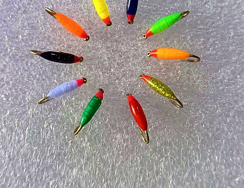 Pink Head Red Worm Fly Hooks, Barbed, Sizes 14–20, 10 pc – product photo