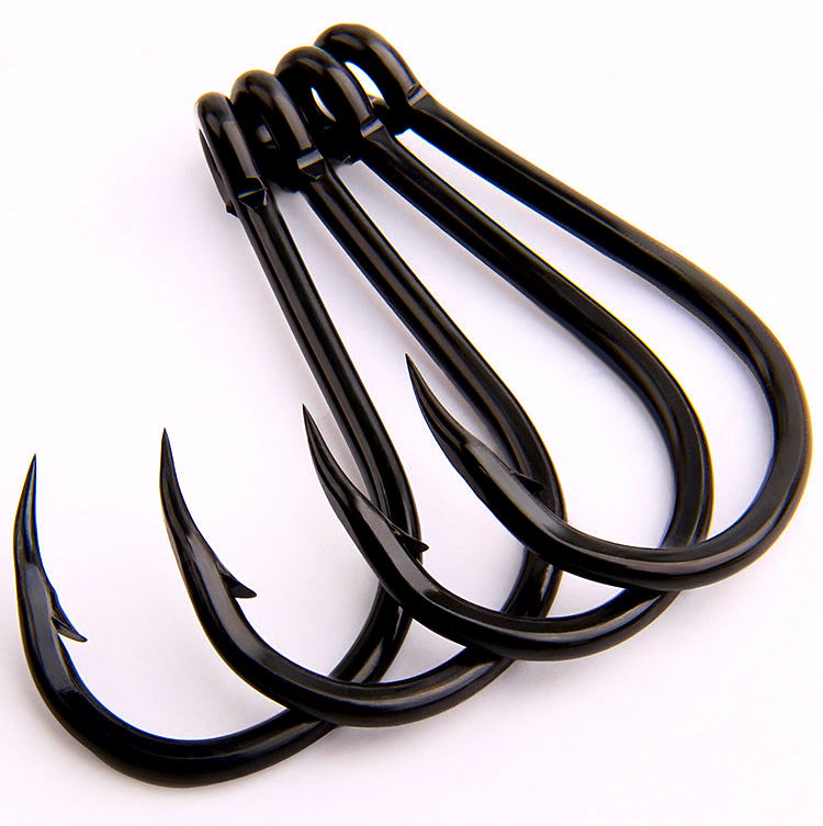 Black Iseni Fishing Hooks, 4X Strong, Sizes 16–28