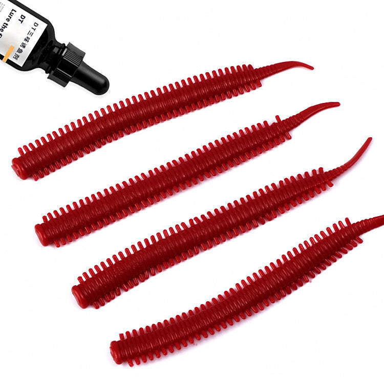Artificial Sandworm Soft Bait, Wine Red or Orange, 20/40 Pack