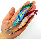 Lead Head Wood Shrimp Squid Jig, Glow Umbrella Rig – product photo