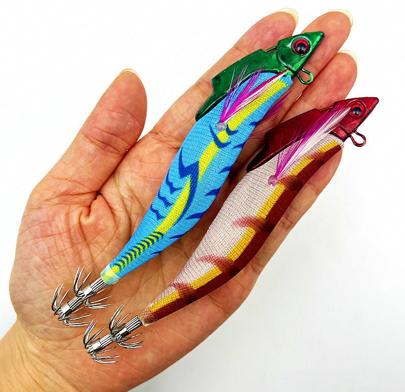 Lead Head Wood Shrimp Squid Jig, Glow Umbrella Rig – product photo