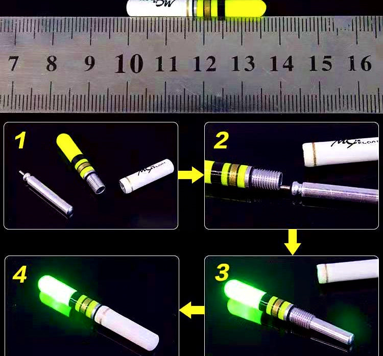 Electronic LED Float Light Stick, Aluminum Alloy, Red or Green – product photo