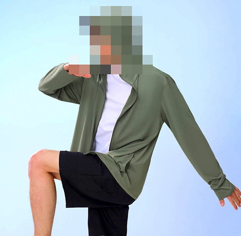 Men's Hooded Sun Shirt with Removable Brim, Lightweight UPF Style – product photo