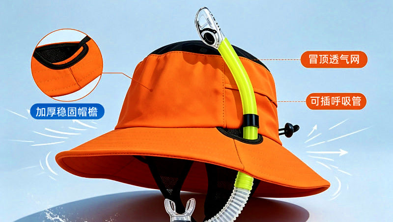 Sun Bucket Hat with Snorkel Slot, One Size 56-60 cm – product photo
