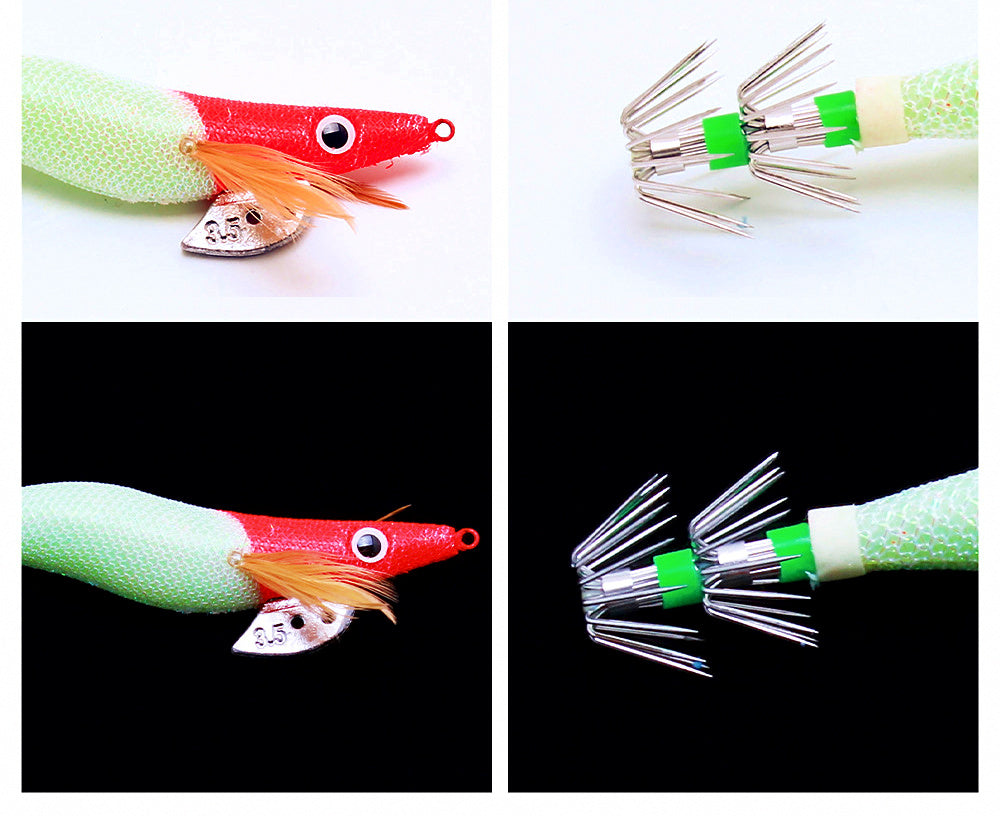 Red Head Glow Shrimp Squid Jig with Rattle, 7.5–21 g (0.3–0.7 oz) – product photo